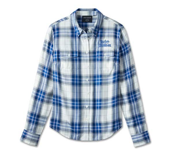 HARLEY-DAVIDSON WOMENS BAR & SHIELD LONG SLEEVE PLAID SHIRT