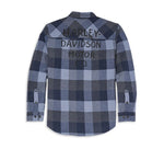 HARLEY-DAVIDSON MENS SHED FONT TWO POCKET PLAID FLANNEL