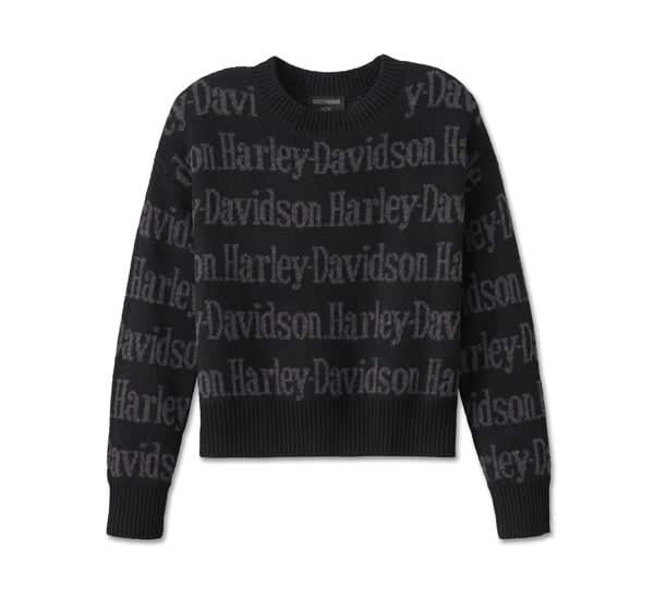HARLEY-DAVIDSON WOMENS HARLEY-DAVIDSON REPEAT PRINT SWEATER