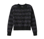 HARLEY-DAVIDSON WOMENS HARLEY-DAVIDSON REPEAT PRINT SWEATER