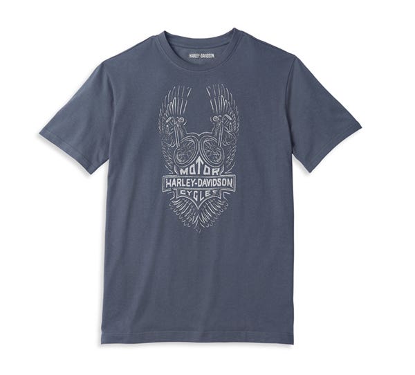 HARLEY-DAVIDSON MENS WINGED BIKE BAR & SHIELD GRAPHIC TEE