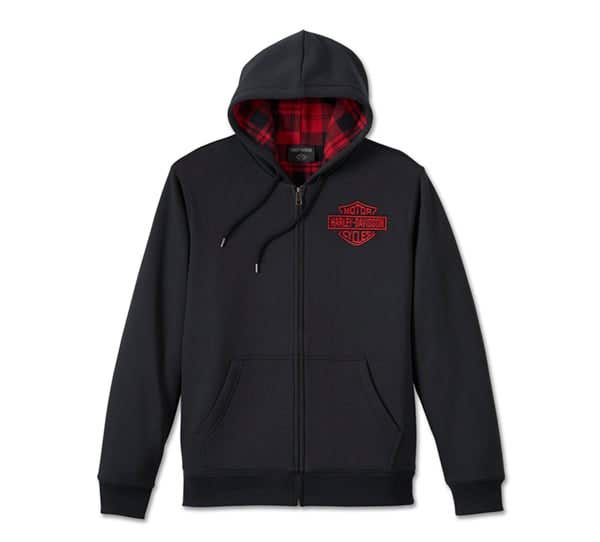 HARLEY-DAVIDSON MENS BAR & SHIELD LINED ZIP-UP HOODIE