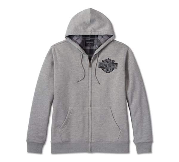 HARLEY-DAVIDSON MENS BAR & SHIELD LINED ZIP-UP HOODIE