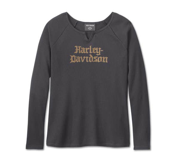 HARLEY-DAVIDSON WOMENS HARLEY-DAVIDSON OLD ENGLISH THERMAL TOP