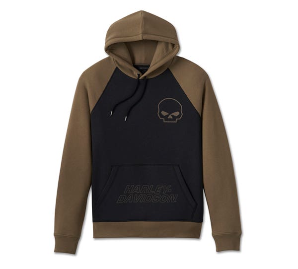 HARLEY-DAVIDSON MENS WILLIE G SKULL RAGLAN HOODIE