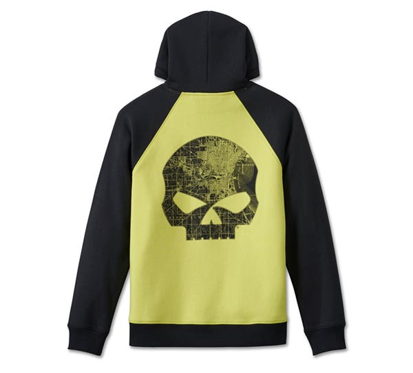 HARLEY-DAVIDSON MENS WILLIE G SKULL RAGLAN HOODIE
