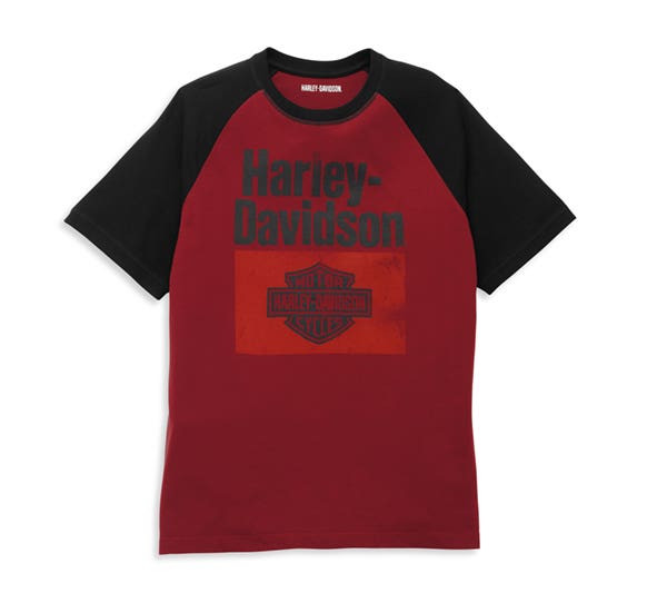 HARLEY-DAVIDSON MENS HERITAGE SIGN RAGLAN SLEEVE GRAPHIC TEE