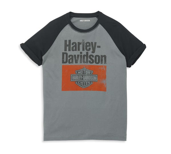 HARLEY-DAVIDSON MENS HERITAGE SIGN RAGLAN SLEEVE GRAPHIC TEE