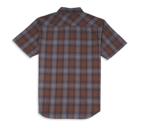 HARLEY-DAVIDSON MENS OIL CAN BAR & SHIELD PATCH PLAID SHIRT
