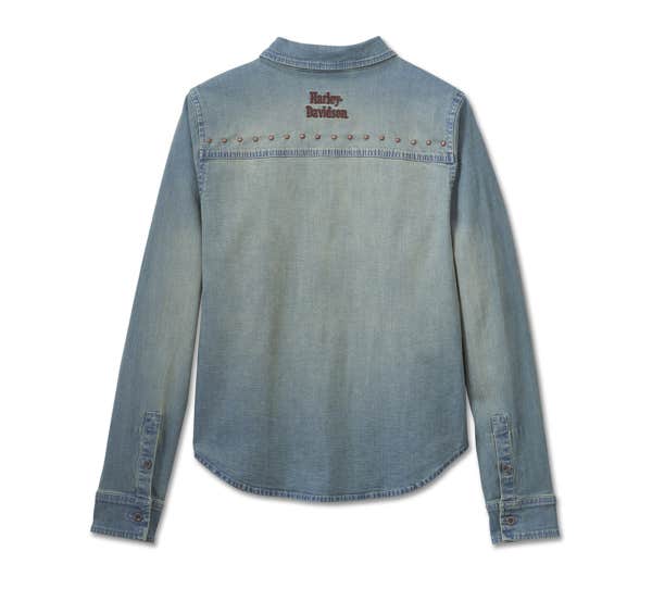 HARLEY-DAVIDSON WOMENS H-D STUDDED DENIM SHIRT