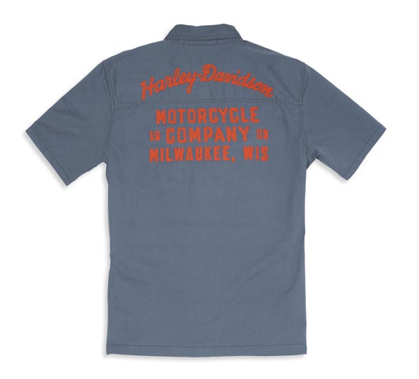 HARLEY-DAVIDSON MENS CURSIVE FONT CHAINSTITCH MECHANICS SHIRT