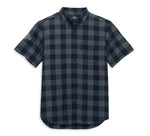 HARLEY-DAVIDSON MENS SHED FONT ONE POCKET PLAID SHIRT