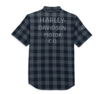 HARLEY-DAVIDSON MENS SHED FONT ONE POCKET PLAID SHIRT