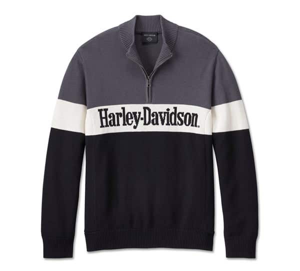HARLEY-DAVIDSON MENS DARTING 1/4 ZIP SWEATER