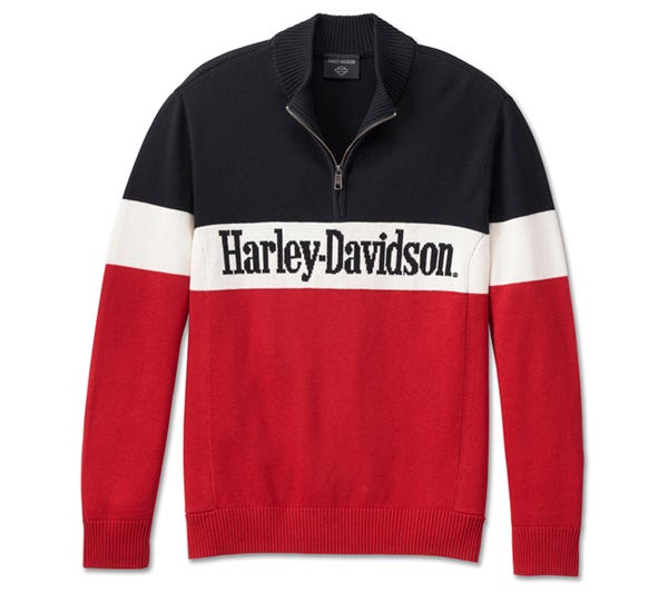 HARLEY-DAVIDSON MENS DARTING 1/4 ZIP SWEATER