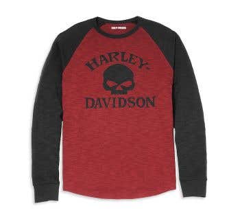 HARLEY-DAVIDSON MENS WILLIE G (TM) SKULL RAGLAN SLEEVE GRAPHIC TEE