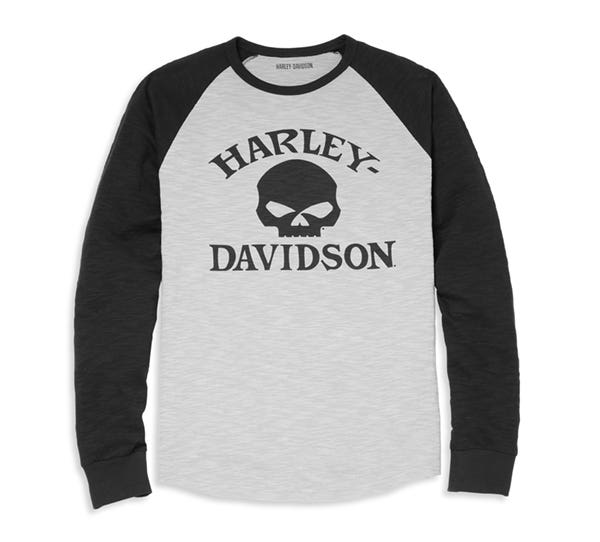 HARLEY-DAVIDSON MENS WILLIE G (TM) SKULL RAGLAN SLEEVE GRAPHIC TEE