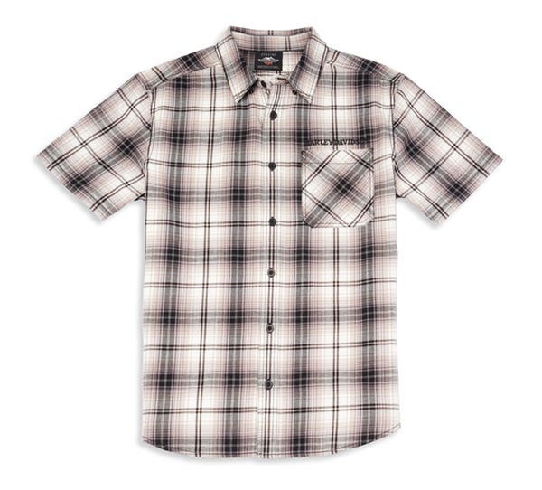 HARLEY-DAVIDSON MENS WILLIE G (TM) SKULL ONE POCKET PLAID SHIRT