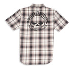 HARLEY-DAVIDSON MENS WILLIE G (TM) SKULL ONE POCKET PLAID SHIRT