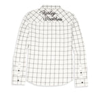 HARLEY-DAVIDSON WOMENS SILVER WING SCRIPT FONT TWO POCKET PLAID FLANNEL SHIRT