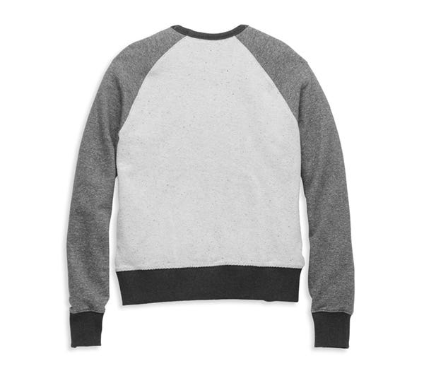 HARLEY-DAVIDSON WOMENS SILVER WING SCRIPT RAGLAN SLEEVE NEPPED PULLOVER