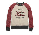 HARLEY-DAVIDSON WOMENS SILVER WING SCRIPT RAGLAN SLEEVE NEPPED PULLOVER