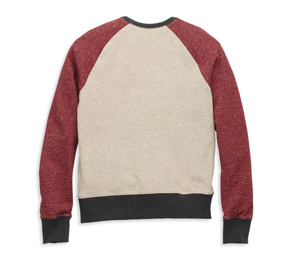 HARLEY-DAVIDSON WOMENS SILVER WING SCRIPT RAGLAN SLEEVE NEPPED PULLOVER