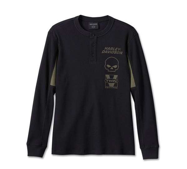 HARLEY-DAVIDSON MENS WILLIE G SKULL THERMAL SHIRT