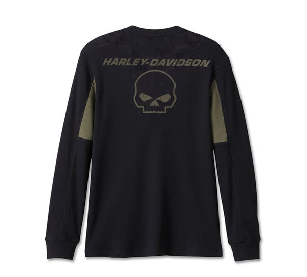 HARLEY-DAVIDSON MENS WILLIE G SKULL THERMAL SHIRT