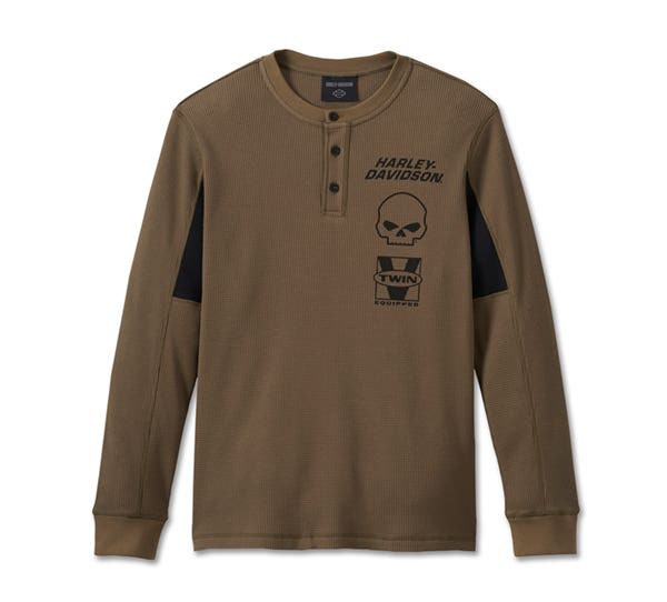 HARLEY-DAVIDSON MENS WILLIE G SKULL THERMAL SHIRT