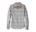 HARLEY-DAVIDSON WOMENS SILVER WING TWO POCKET PLAID FLANNEL SHIRT