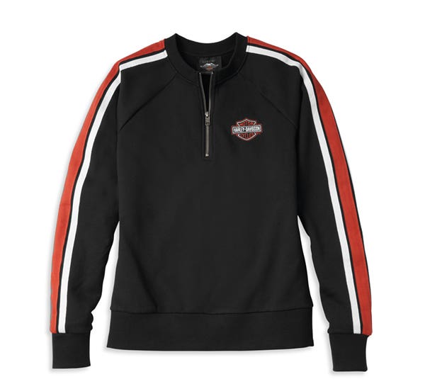 HARLEY-DAVIDSON WOMENS ICONIC SLEEVE STRIPE 14-ZIP MOCKNECK