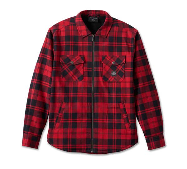 HARLEY-DAVIDSON MENS FLYING EAGLE ZIP-UP FLANNEL