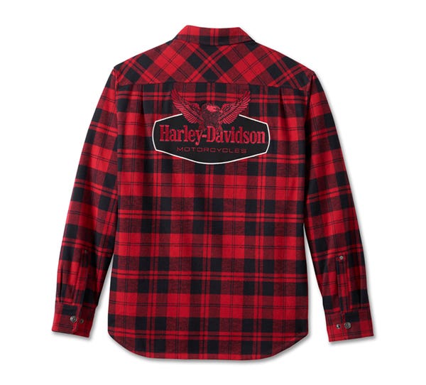 HARLEY-DAVIDSON MENS FLYING EAGLE ZIP-UP FLANNEL