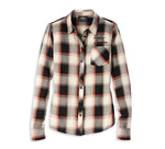HARLEY-DAVIDSON WOMENS ICONIC SCRIPT FONT PLAID SHIRT