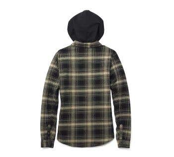 HARLEY-DAVIDSON WOMENS BAR & SHIELD FLANNEL SHIRT JACKET W REMOVABLE HOOD
