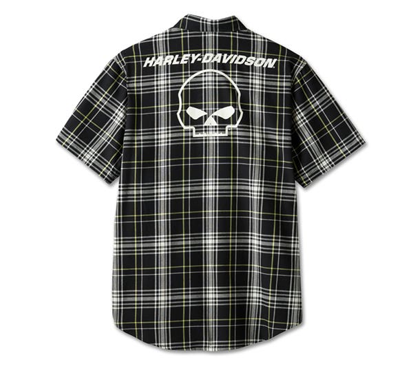 HARLEY-DAVIDSON MENS WILLIE G SKULL PLAID SHIRT