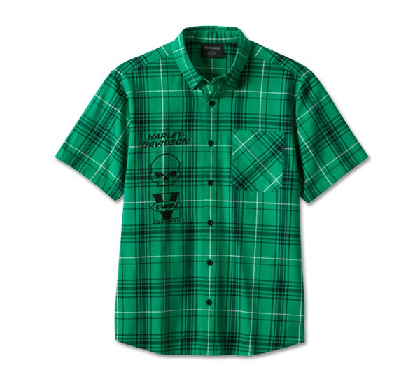 HARLEY-DAVIDSON MENS WILLIE G SKULL PLAID SHIRT