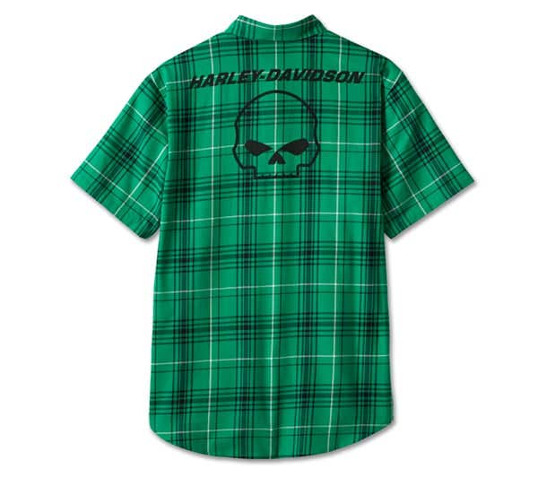 HARLEY-DAVIDSON MENS WILLIE G SKULL PLAID SHIRT