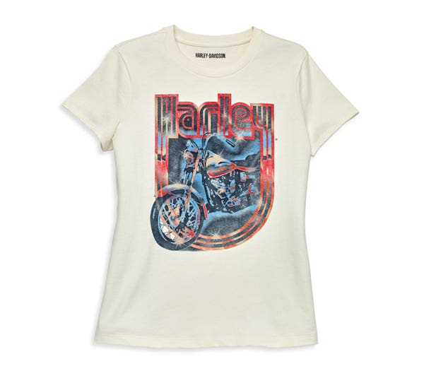 HARLEY-DAVIDSON WOMENS RETRO BIKE GRAPHIC TEE