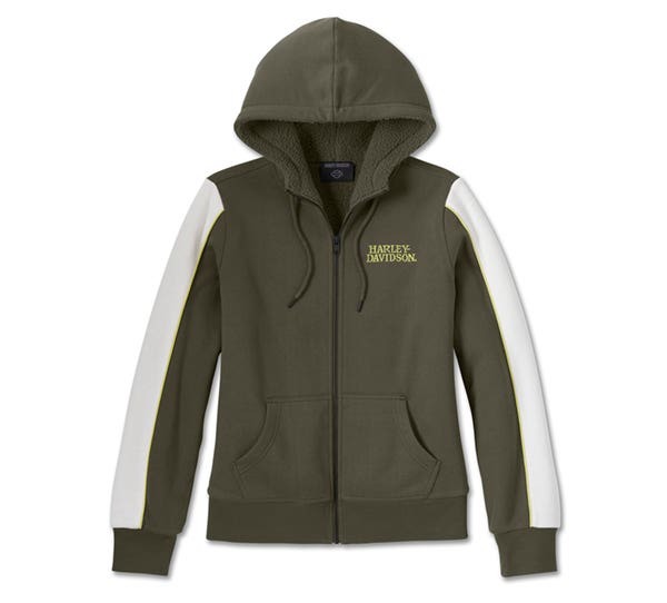 HARLEY-DAVIDSON WOMENS WILLIE G SHERPA LINED ZIP FRONT HOODIE