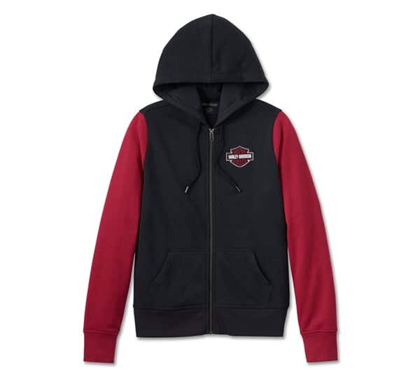 HARLEY-DAVIDSON WOMENS BAR & SHIELD ZIP FRONT HOODIE