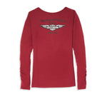 HARLEY-DAVIDSON WOMENS SILVER WING FIVE BUTTON HENLEY