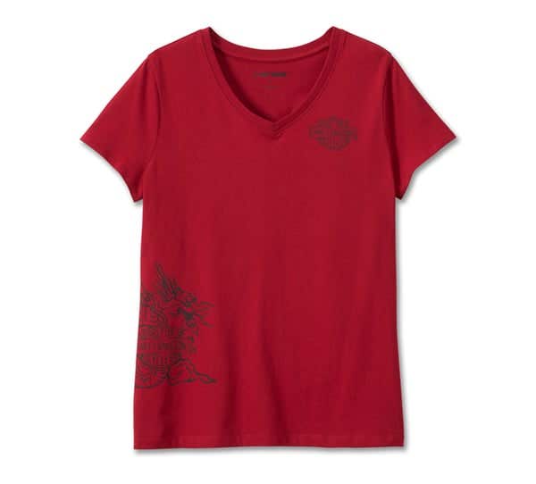 HARLEY-DAVIDSON WOMENS YEAR OF THE DRAGON V- NECK TEE