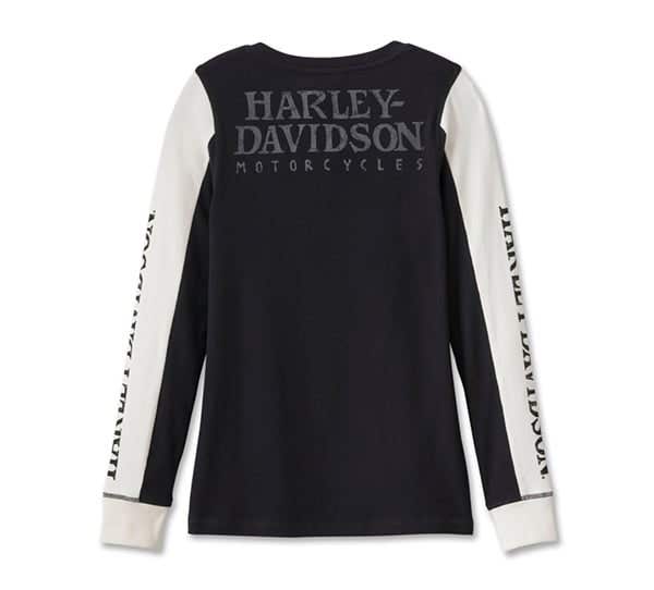 HARLEY-DAVIDSON WOMENS WILLIE G SKULL SNAP FRONT LONG SLEEVE HENLEY