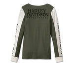 HARLEY-DAVIDSON WOMENS WILLIE G SKULL SNAP FRONT LONG SLEEVE HENLEY