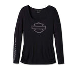 HARLEY-DAVIDSON WOMENS BAR & SHIELD SQUARE NECK LONG SLEEVE TOP