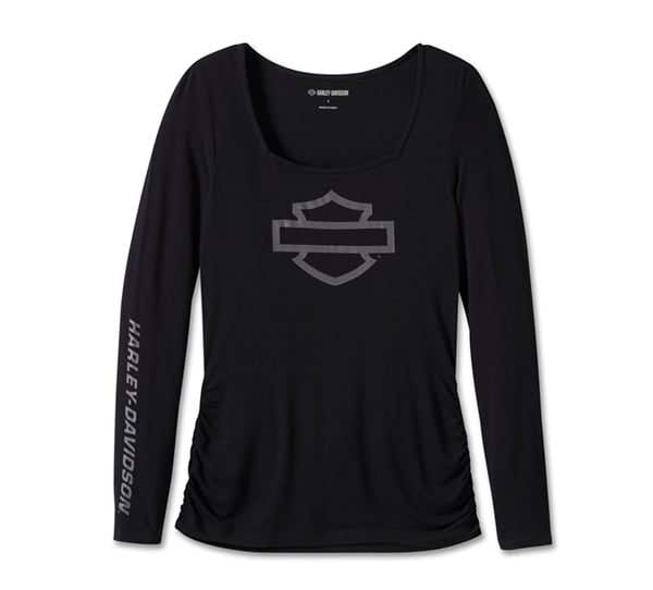 HARLEY-DAVIDSON WOMENS BAR & SHIELD SQUARE NECK LONG SLEEVE TOP