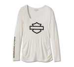 HARLEY-DAVIDSON WOMENS BAR & SHIELD SQUARE NECK LONG SLEEVE TOP