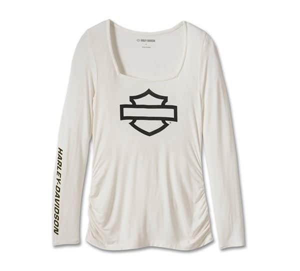 HARLEY-DAVIDSON WOMENS BAR & SHIELD SQUARE NECK LONG SLEEVE TOP